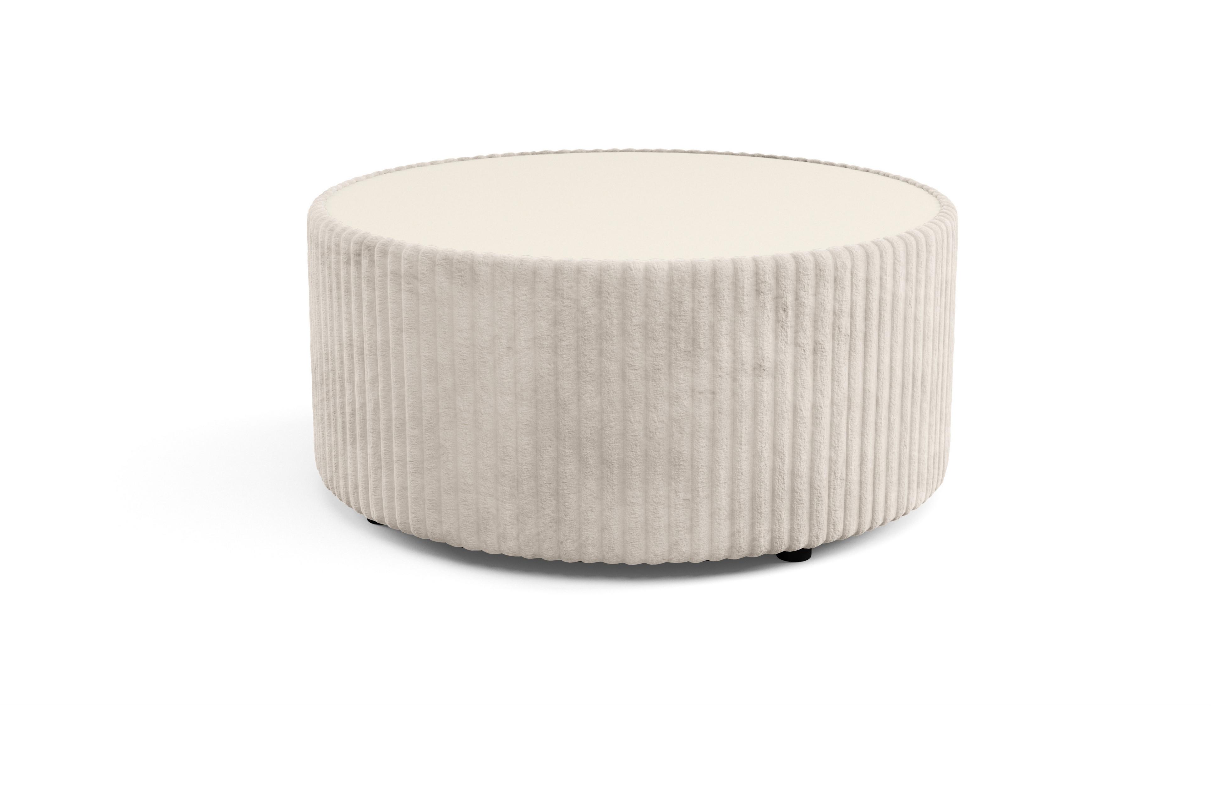COUCHTISCH LINEO 89 cm Wohnzimmertisch gepolstert Ecru - Ecru, Holzwerkstoff/Textil (89/89/42cm) - MASSENO