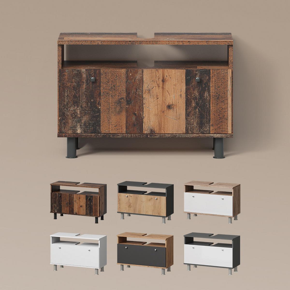WASCHBECKENUNTERSCHRANK Fucino Oldstyle 80.2 x 54 cm mit Schublade - Braun, Holzwerkstoff (80.2/54/32cm) - Livinity®