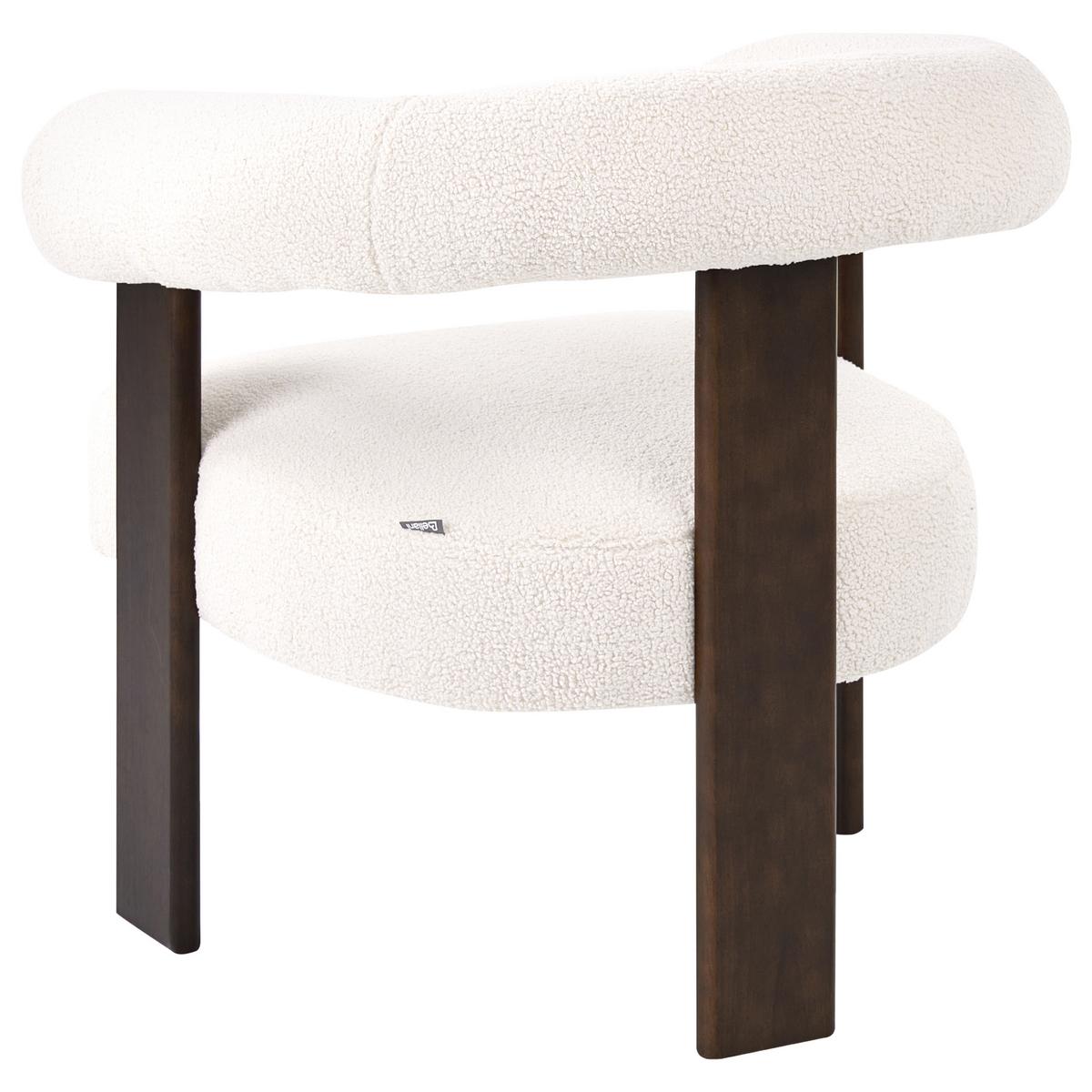 SESSEL Cremeweiß/Dunkelbraun Ilbro - Creme/Braun, Holz/Textil (77/76/68cm) - Beliani