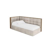EINZELLBETT Jugendbett mit Bettkasten, Rechts - SOVY 90x200 Beige - Sandfarben, Holzwerkstoff/Textil (90/200cm) - ALTDECOR