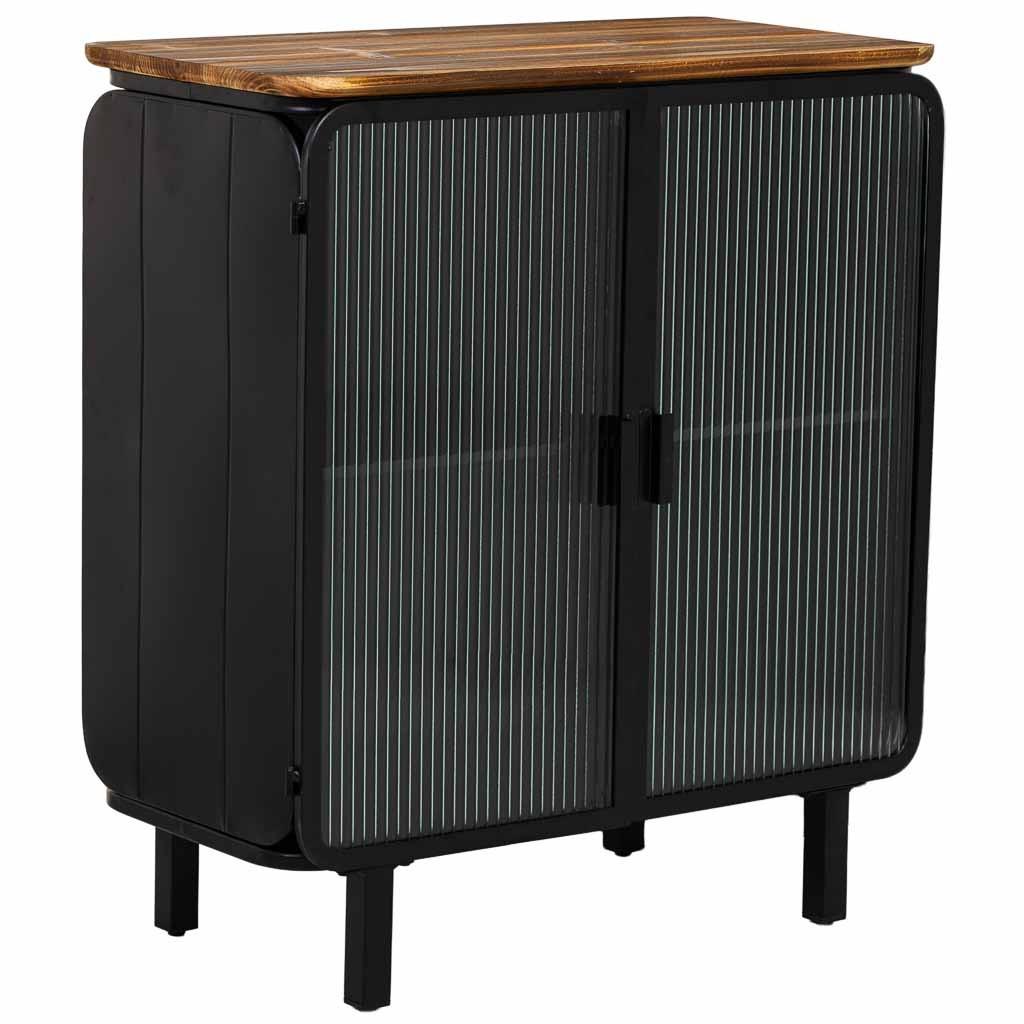 VITRINE aus Metall und Holz und Glas, schwarz, 72x37x81cm - Schwarz, Holz (72/81/37cm) - Wanderlust
