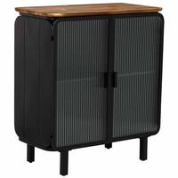 VITRINE aus Metall und Holz und Glas, schwarz, 72x37x81cm - Schwarz, Holz (72/81/37cm) - Wanderlust
