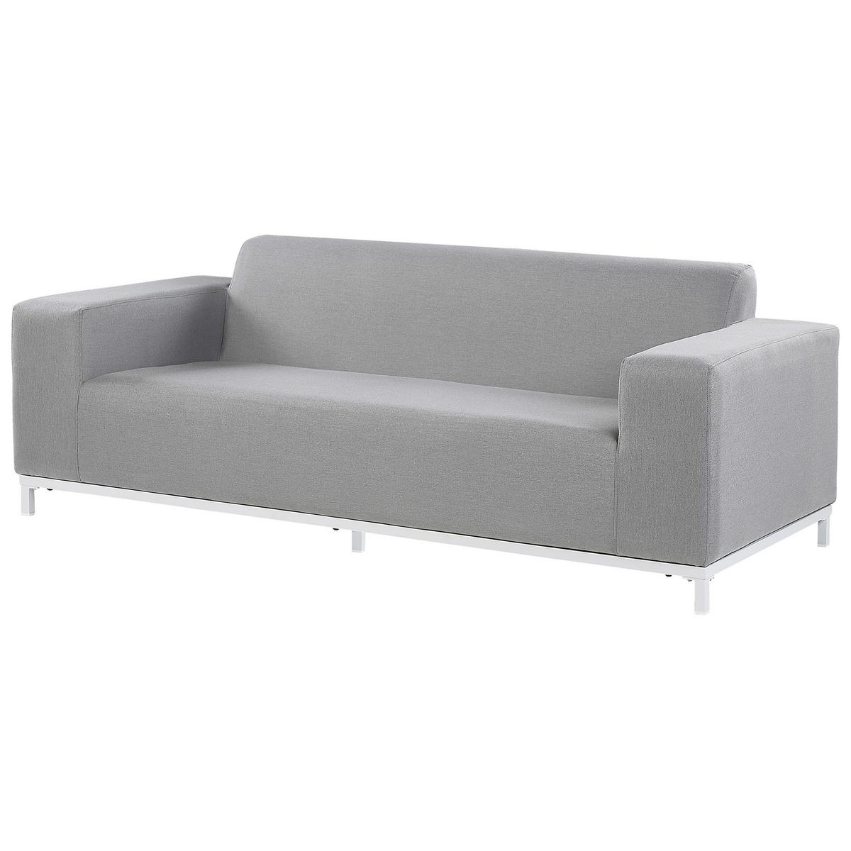LOUNGE SET 5-Sitzer hellgrau/weißes Gestell Rovigo - Weiß/Grau, Textil - Beliani