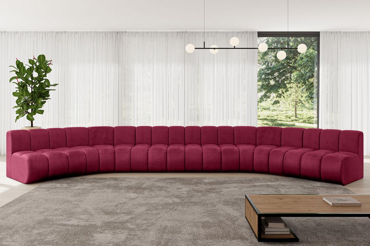WOHNLANDSCHAFT modulares Sofa Montra-U2 - 581x174x70 cm Bordeauxrot - Bordeaux, Holzwerkstoff/Textil (581/70/174cm) - ALTDECOR