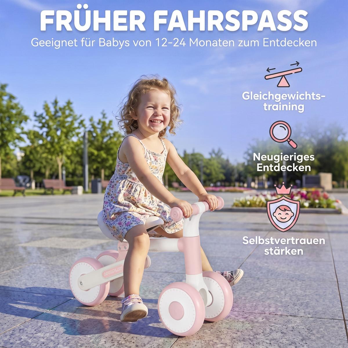 KINDER-LAUFRAD Stahl EVA Rosa - Rosa, Metall (52/23/36.5cm) - AIYAPLAY
