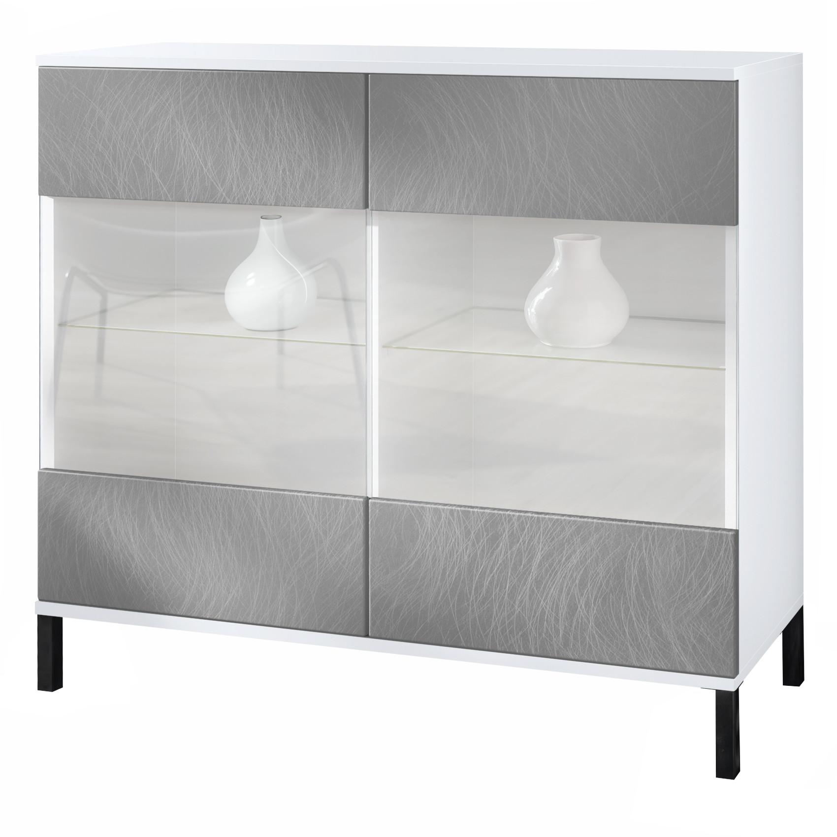 KOMMODE Bari Scratchy Metal - Silberfarben, Holzwerkstoff (92.5/83.5/35cm) - Vladon