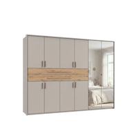 DREHTÜRENSCHRANK B273/H210/T58 cm Beige Grau, Kleiderschrank m. Passepartout, 2 Spiegel, 2 Schubkästen & Griffen in Eiche Artisan Dekor / 22651 - Greige/Eiche Artisan, Holzwerkstoff/Kunststoff (273/210/58cm) - luma-home
