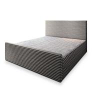 BOXBETT BRENTO 200x200 cm mit Matratze und Topper, H2+H3 - Hellgrau - Hellgrau, Holz (200/200cm) - MASSENO
