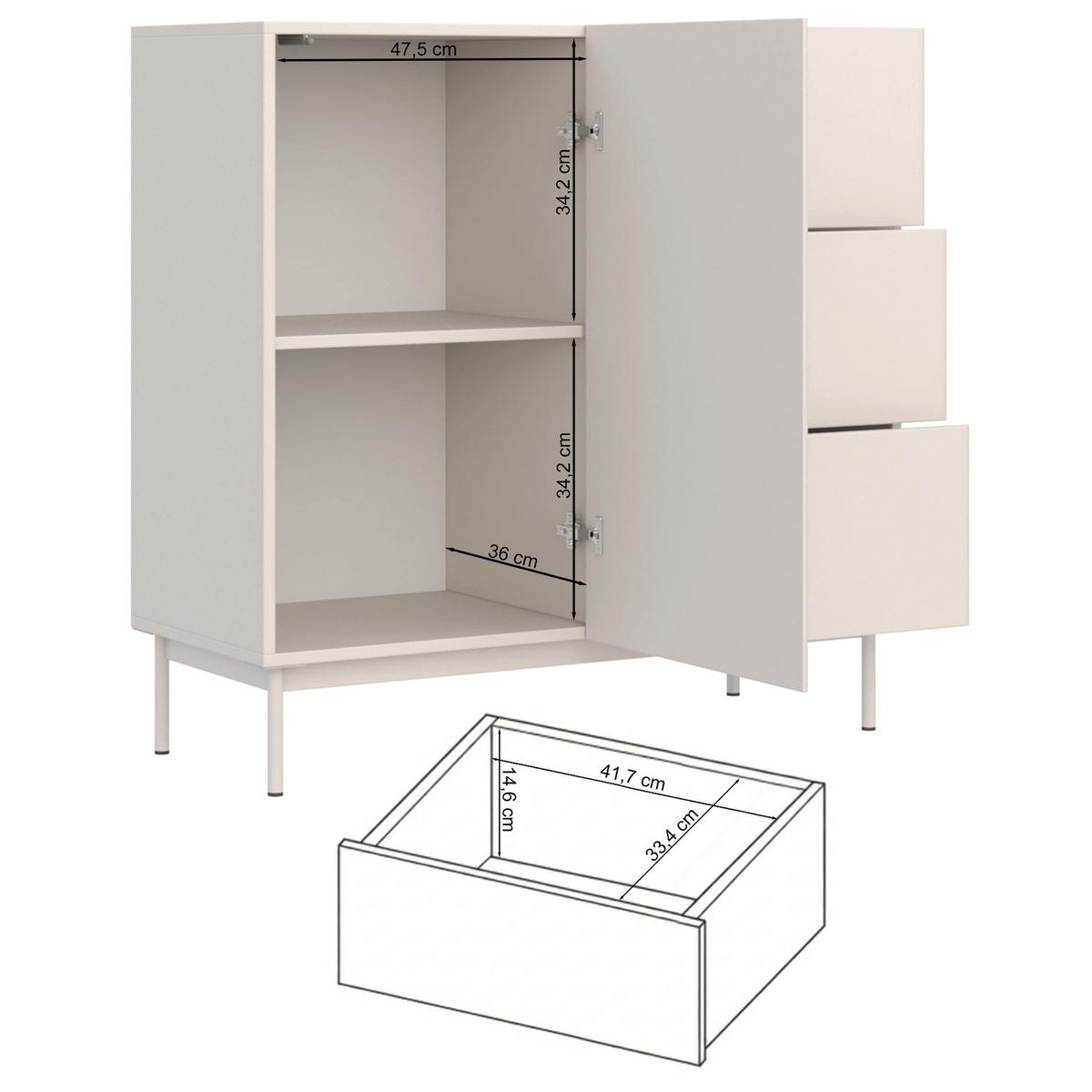 SIDEBOARD Olio KASCHMIR 100 CM - Kaschmir, Holzwerkstoff/Metall (100/90.2/38.6cm) - Selsey