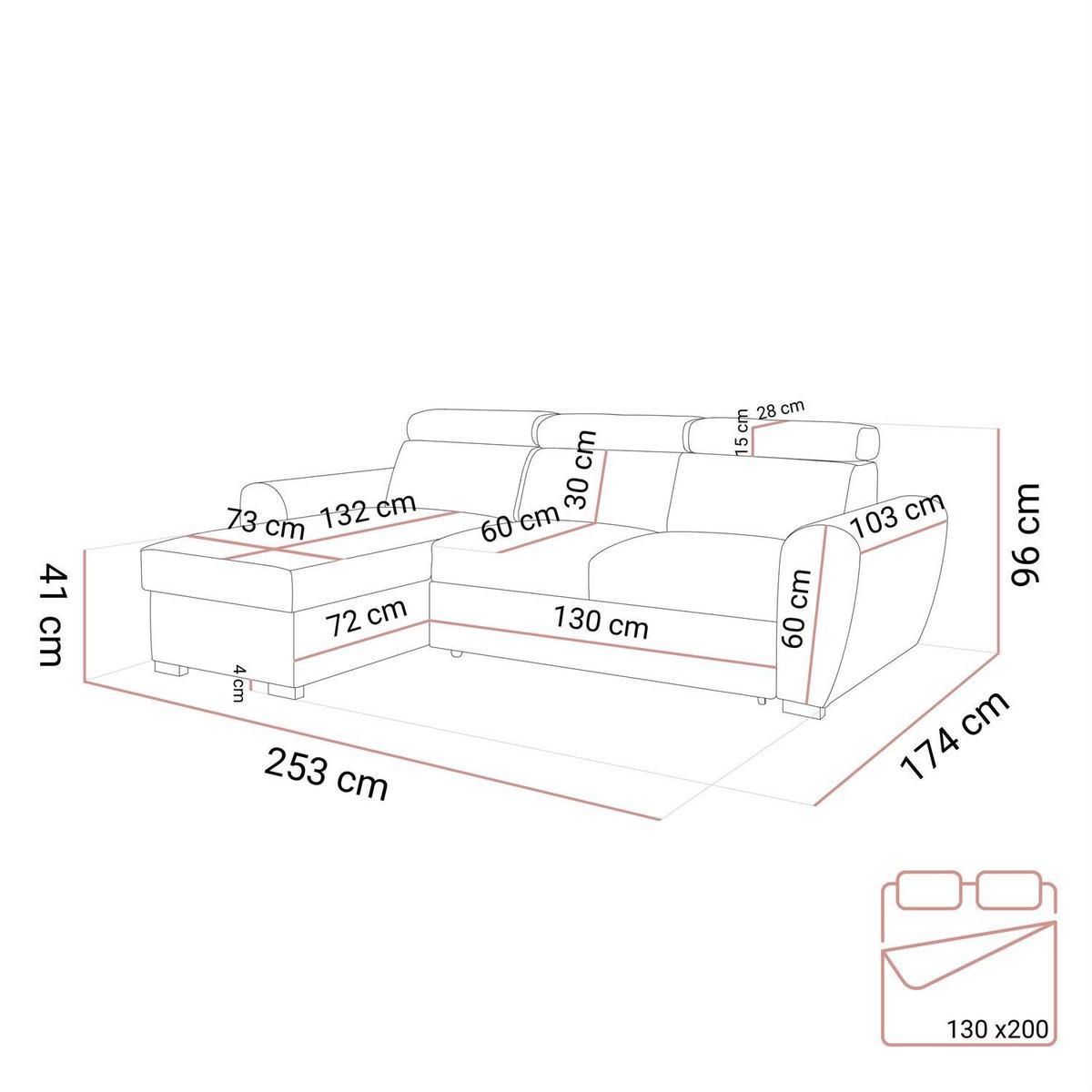 ECKSOFA FALCO mit Schlaffunktion Elli 36 - Grün, Textil (253/174cm) - Lookway