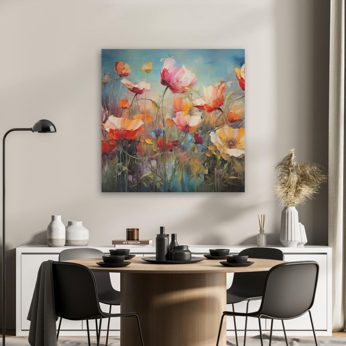 AKUSTIKBILD Blumen - Aquarell - Kunst - Botanisch - Natur Akustikpaneele 80x80 cm - Orange, Kunststoff (80/80/0.9cm) - MuchoWow