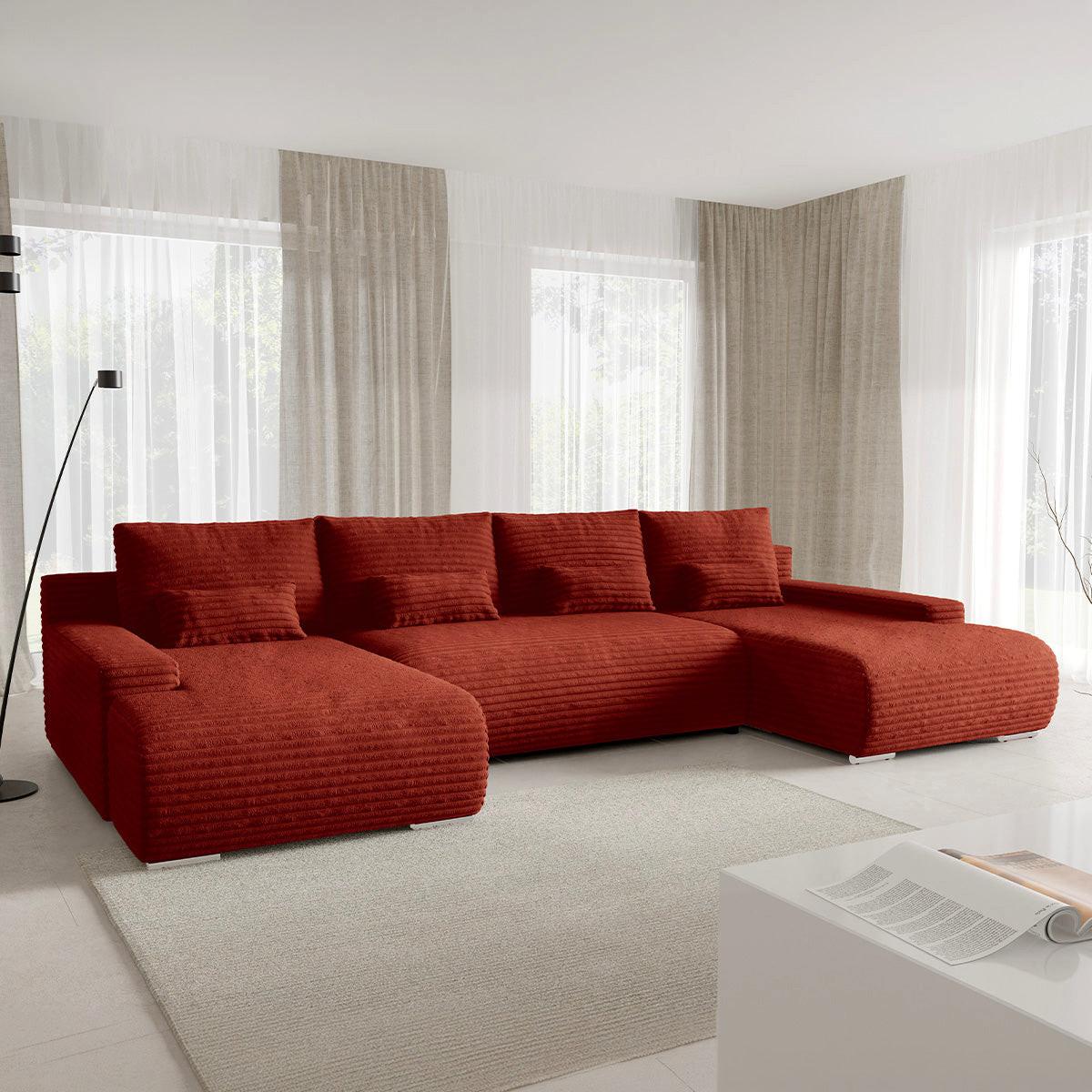 PANORAMASOFA Ivana 4 Sitzplätze Terracotta - Orange, Holz (350/85/172cm) - Petits-meubles