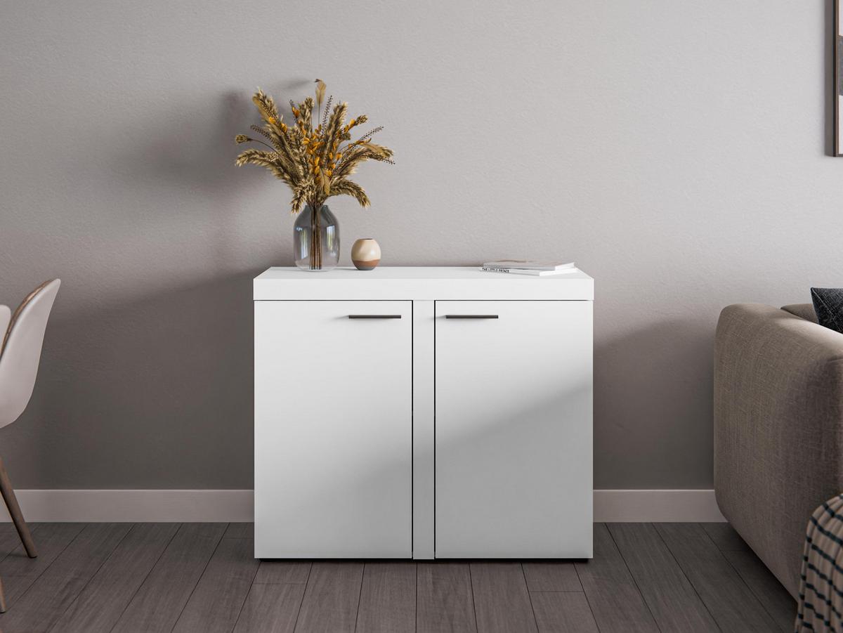 SIDEBOARD Spacoro 2D Weiß 97,2/82/40,3 cm – Schmale Kommode Eleganz für Ihr Zuhause - Weiß, Holzwerkstoff/Kunststoff (97/82/40cm) - AX Living