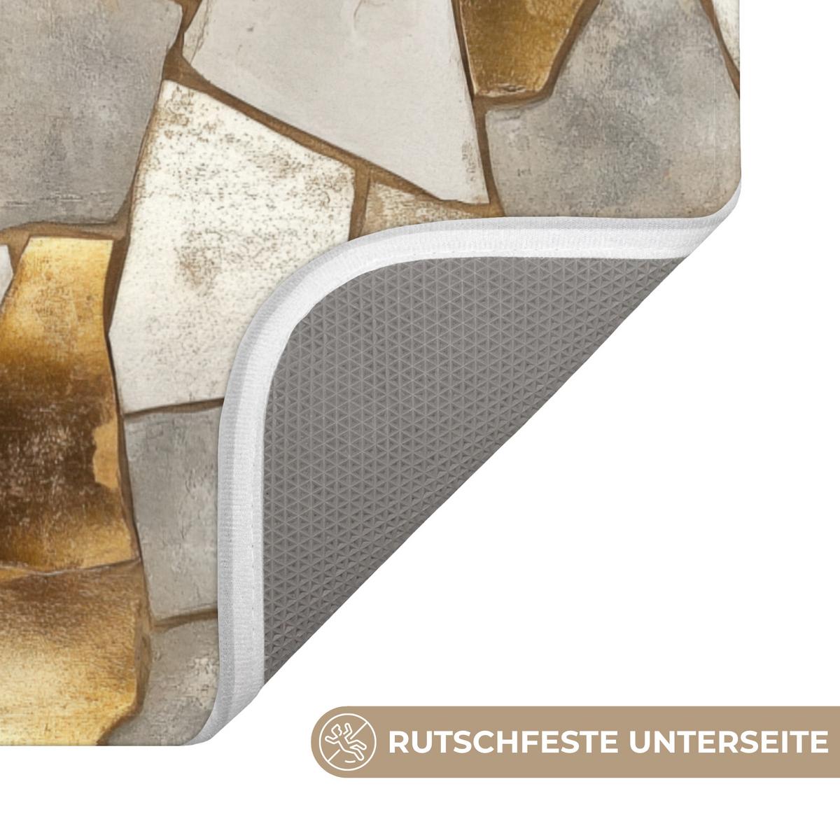 BADEMATTE Mosaik - Marmor - Gold 60x90 cm - Champagner, Textil (60/90cm) - OnlyWow