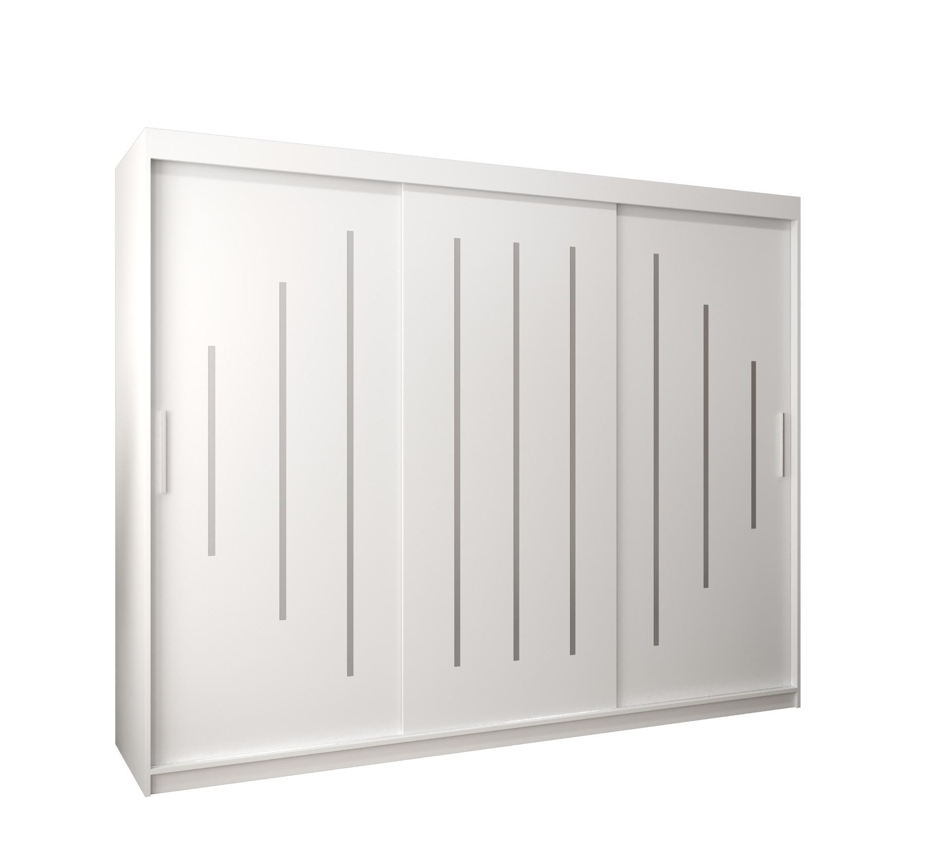 SCHWEBETÜRENSCHRANK 200/250/62 3-türig - Silberfarben/Weiß, Holz/Kunststoff (250/200/62cm) - Abiks Möbel
