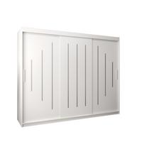 SCHWEBETÜRENSCHRANK 200/250/62 3-türig - Silberfarben/Weiß, Holz/Kunststoff (250/200/62cm) - Abiks Möbel