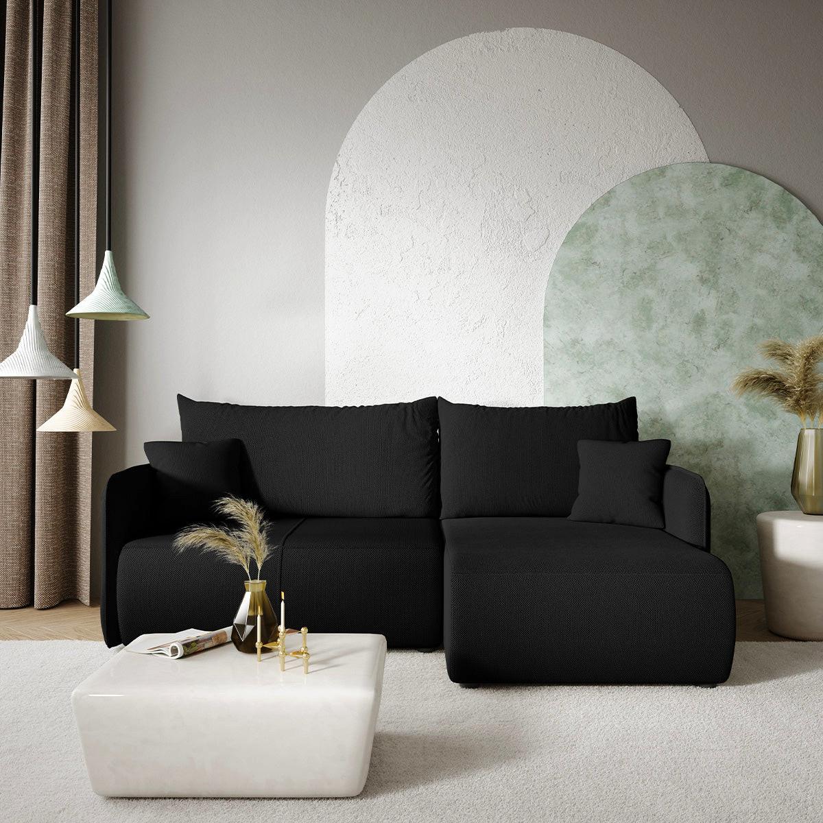 ECKSOFA Claudio 3 Sitzplätze Schwarz - Schwarz, Holz (207/148cm) - Petits-meubles