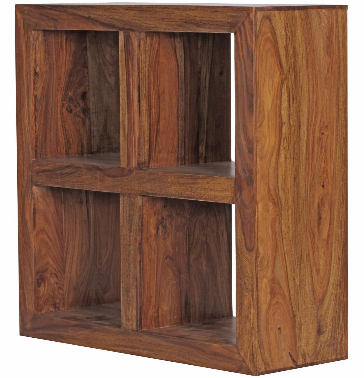 STANDREGAL – Naturholz, Massiv, 4 Fächer, 82x82x34 cm - Braun, Holz (82/82/34cm) - KADIMA DESIGN