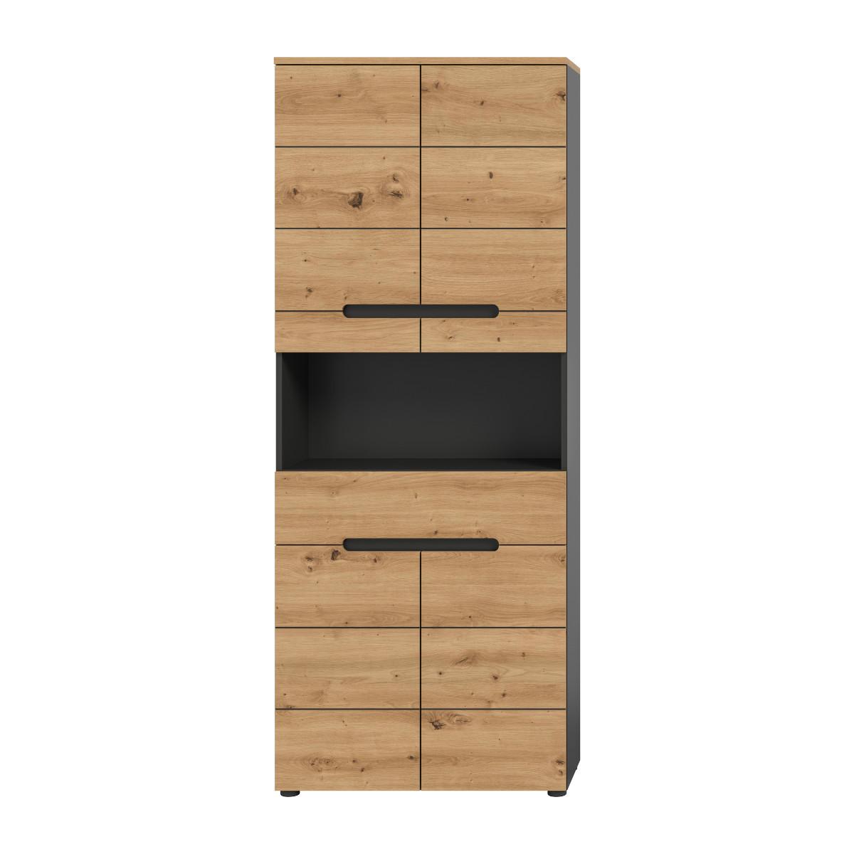 DOPPELSCHRANK für das Badezimmer, 4 Türen, 1 Schublade 34/193/76 cm - Eschefarben, Holzwerkstoff (34/193/43.5cm) - Calicosy