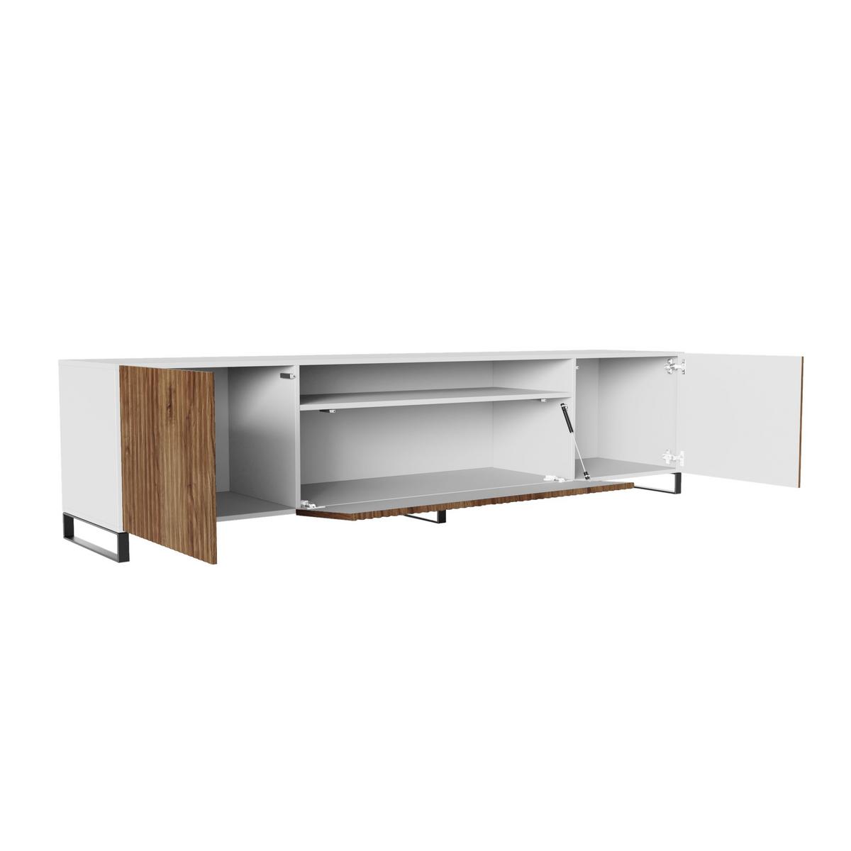 LOWBOARD VAREN 200/41/40 cm, Stand-TV-Schrank Weiß / Eichefarben - Eichefarben/Braun, Holzwerkstoff (200/41/40cm) - MASSENO