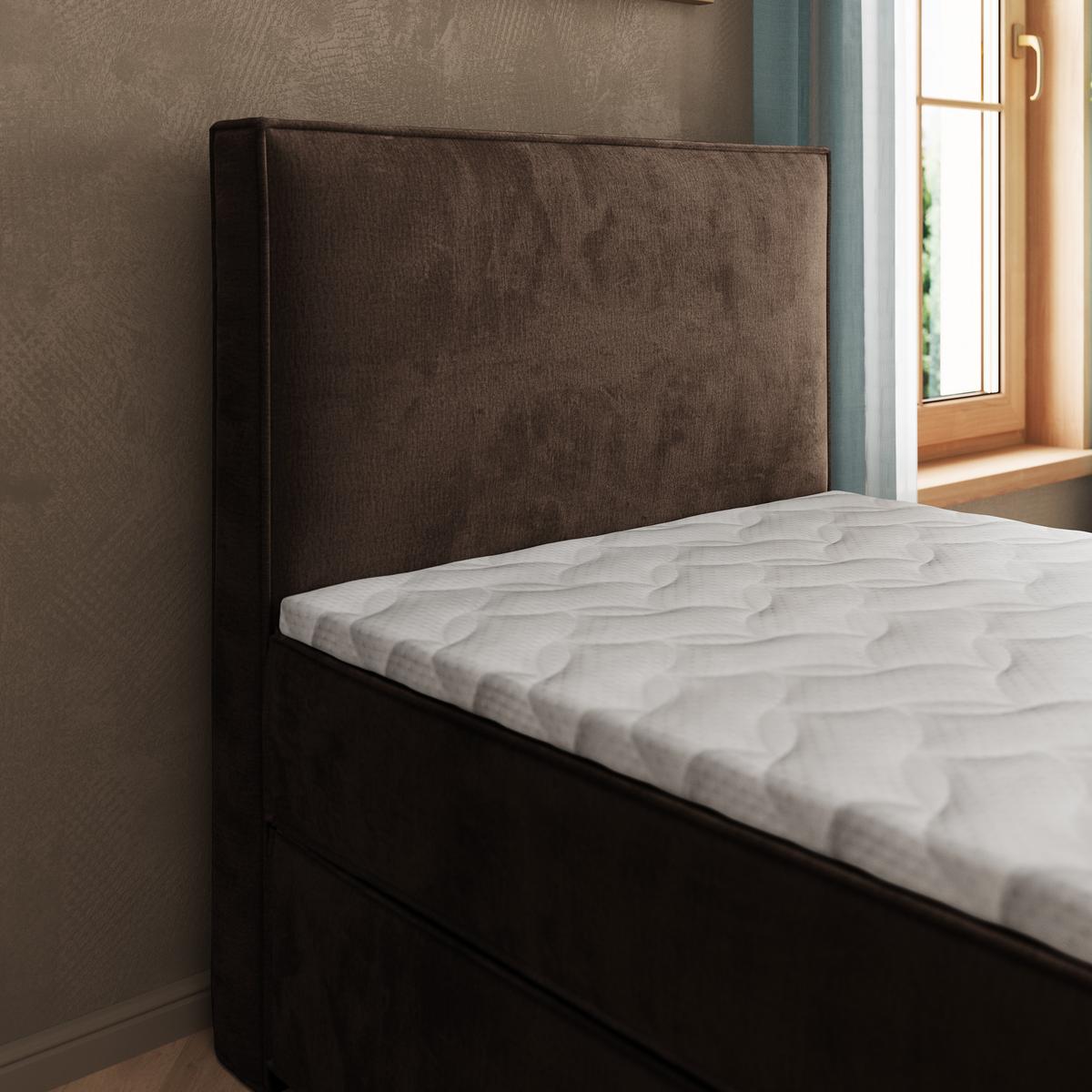 BOXBETT PELLIO 100x200 cm mit Matratze und Topper - Braun - Braun, Holz (100/200cm) - MASSENO