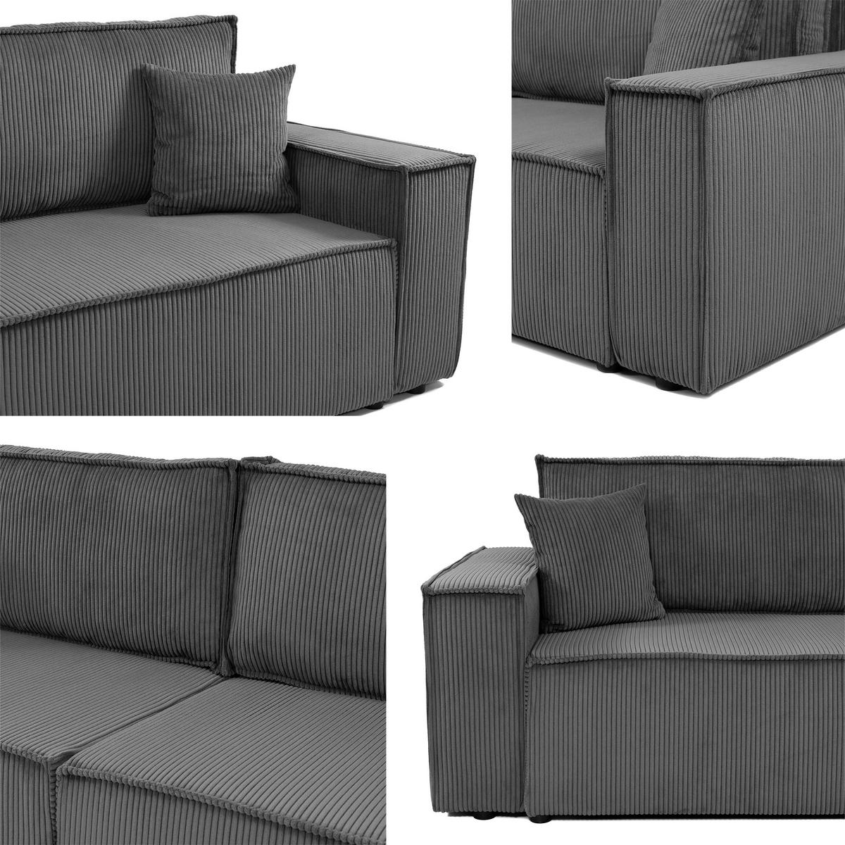 SCHLAFSOFA Karl Cord - Schwarz/Grün, Holz/Kunststoff (245/82/90cm) - MIRJAN24