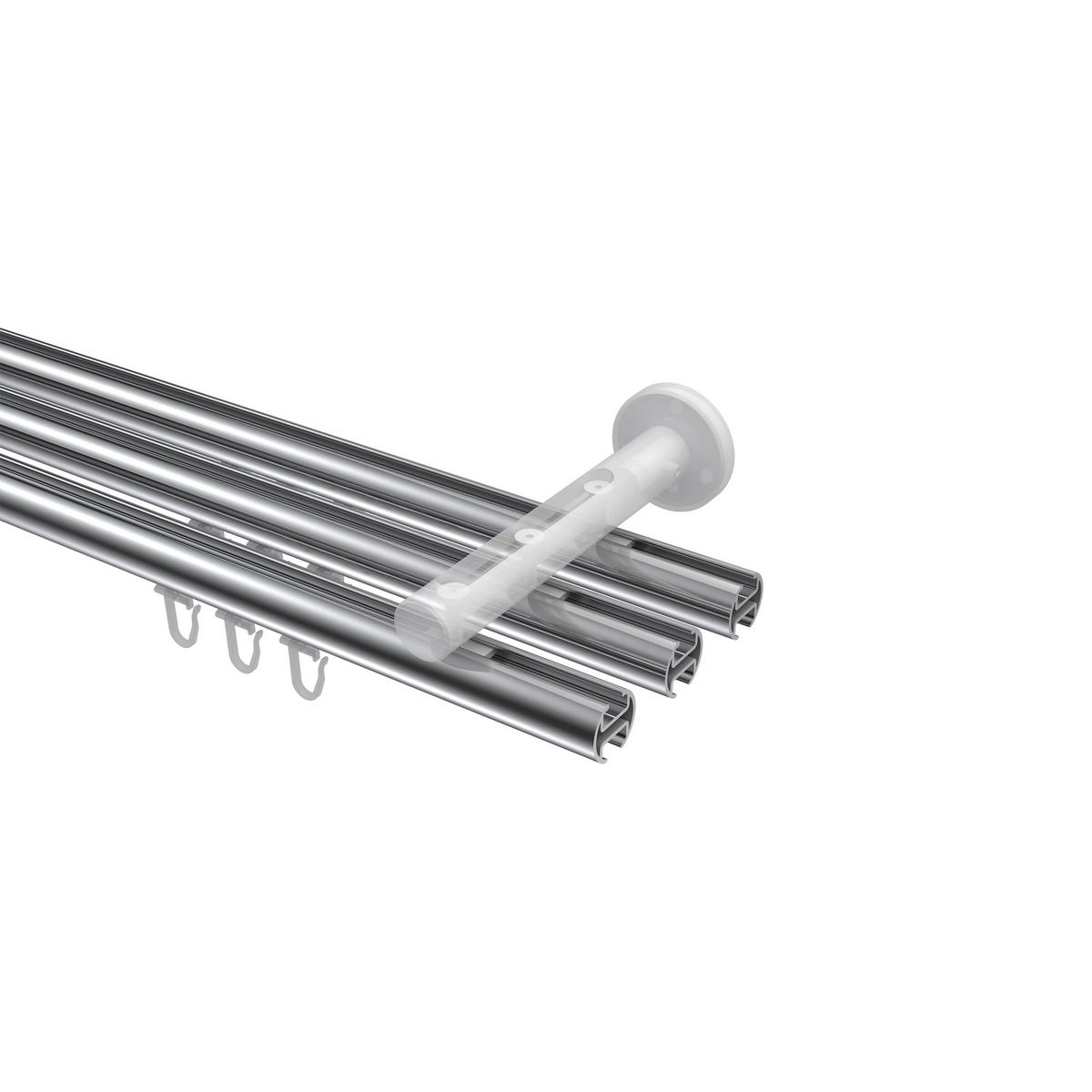GARDINENSTANGE INNENLAUF Siteno Tanara 200 cm, 3-läufig, 20 mm Ø Chrom - Chromfarben/Weiß, Metall (200cm) - INTERDECO