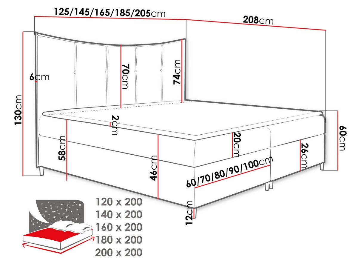 BOXBETT Bergamo - H3 - Rot, Holz (160/200cm) - MIRJAN24