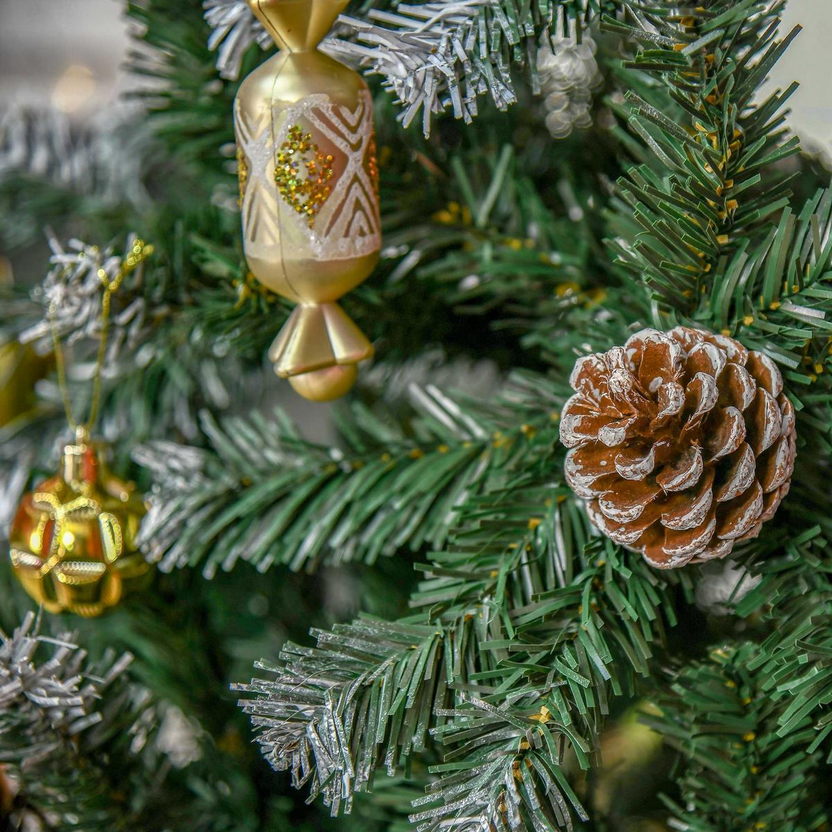 KÜNSTLICHER-WEIHNACHTSBAUM, 150 cm Christbaum mit Kunstschnee, Indoor - Grün, Kunststoff (150cm) - HOMCOM