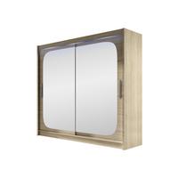 KLEIDERSCHRANK London VIII, mit RGB LED Beleuchtung - Silberfarben/Sonoma Eiche, Holzwerkstoff/Kunststoff (180/215/58cm) - MIRJAN24