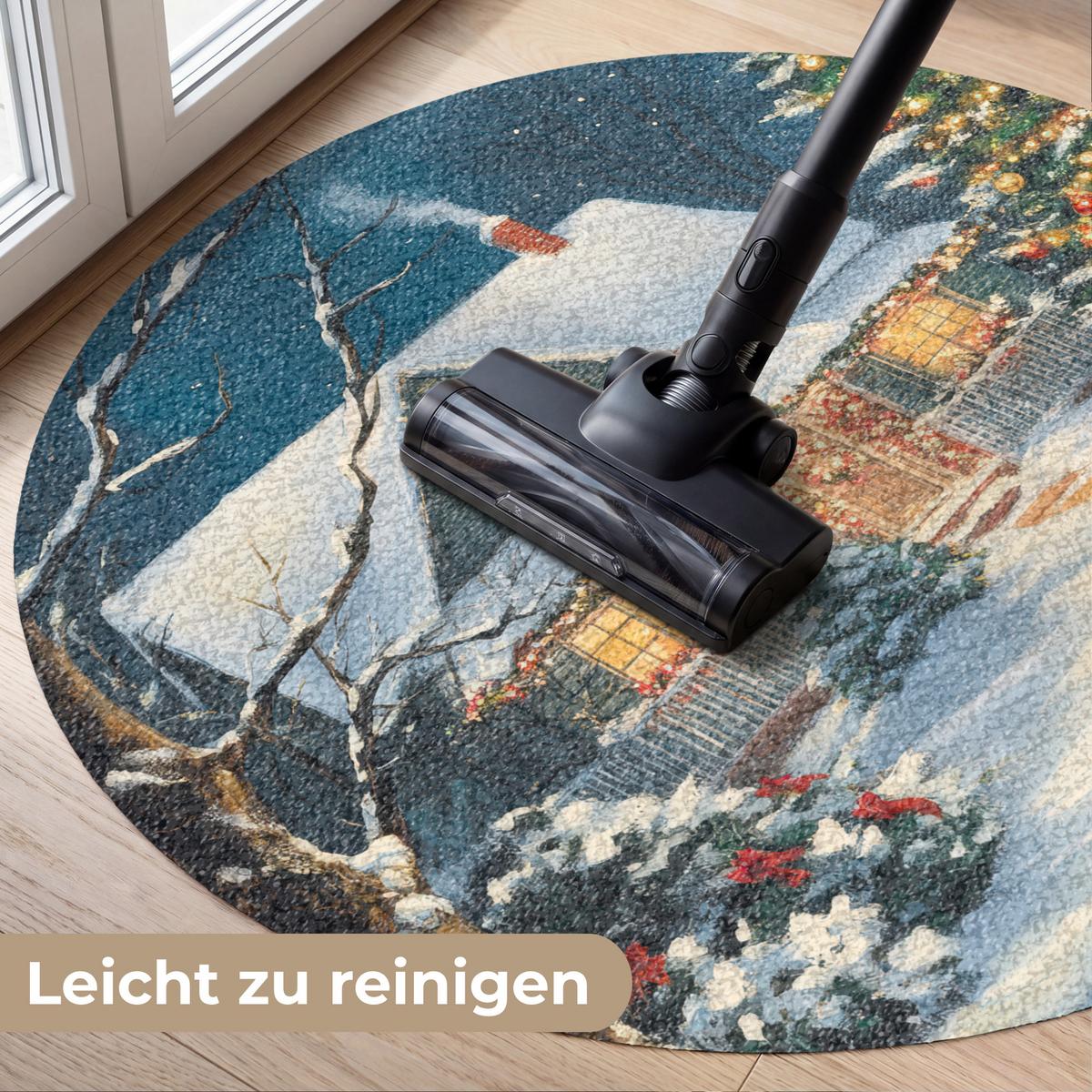 FUSSMATTE Weihnachten - Weihnachtsbaum - Winter - Zuhause - Schnee Schmutzfänger 90x90 cm - Multicolor, Kunststoff (90/0.4cm) - MuchoWow