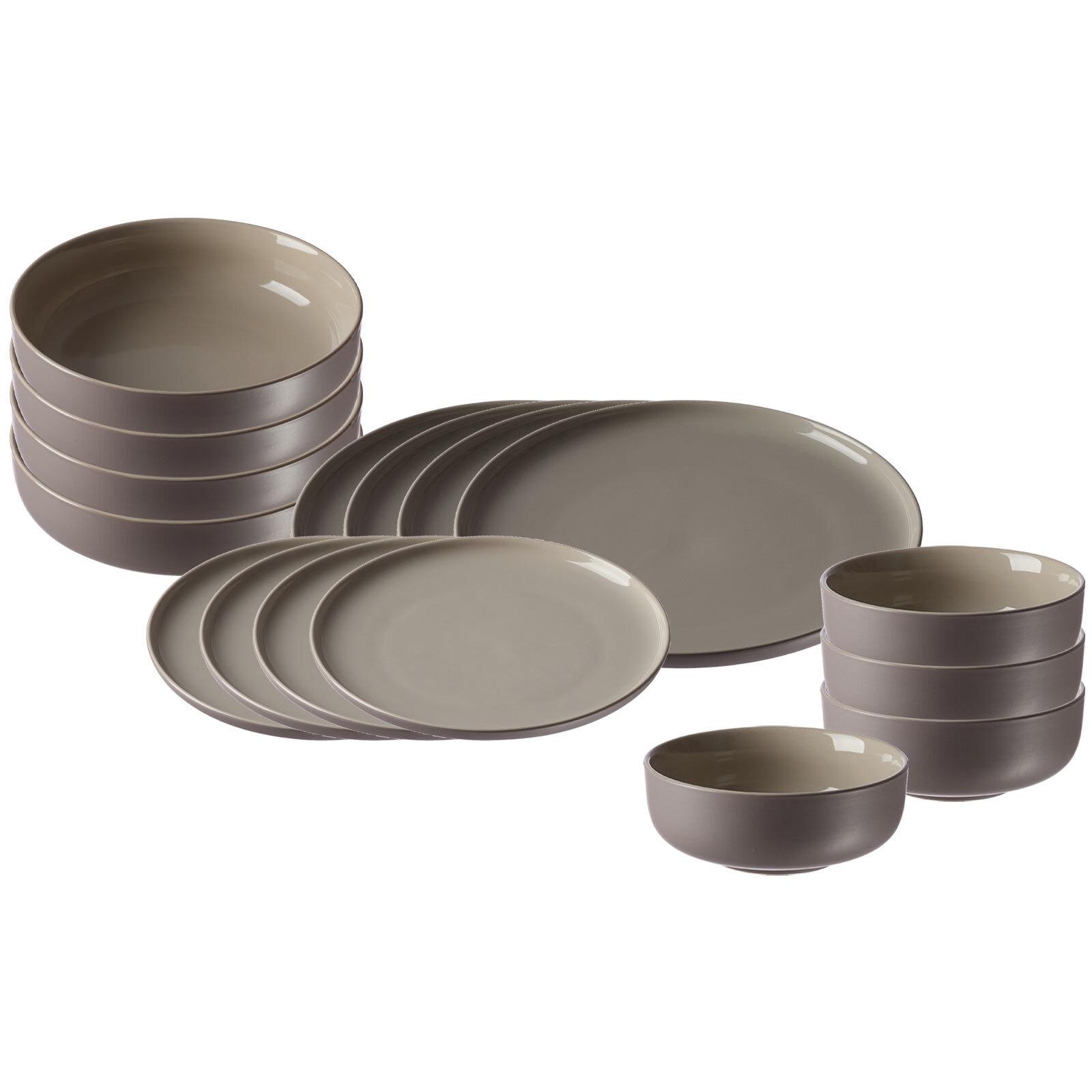 EINSTEIGER-SET Jasper taupe 16-tlg. - Taupe, Keramik (2/2/2cm) - Ritzenhoff Breker
