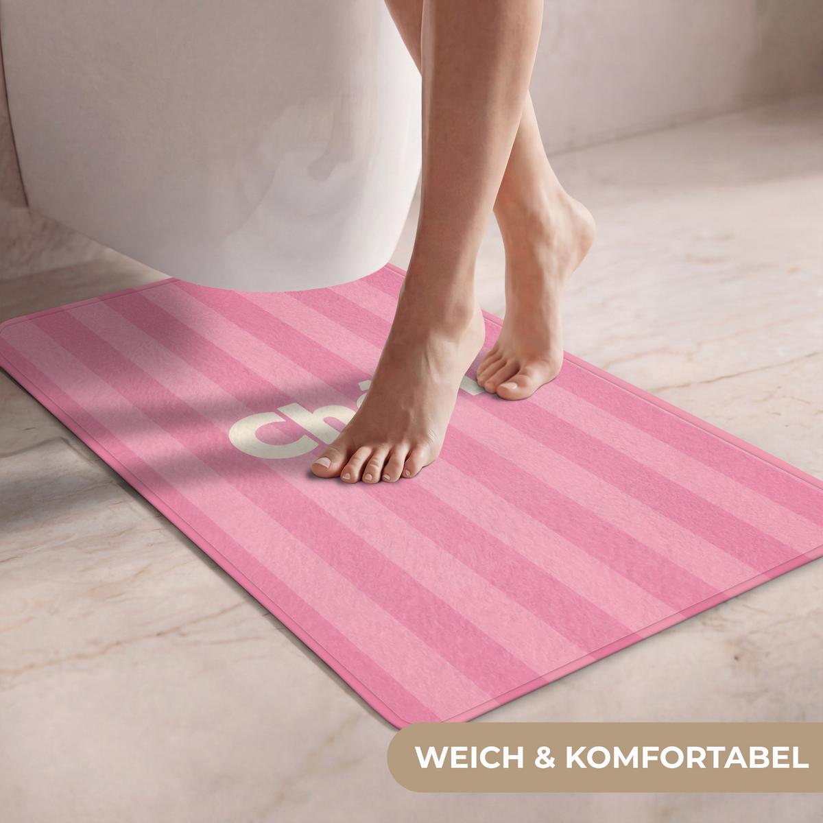 WC-VORLEGER Gestreift - Rosa - Chéri WC Teppich 50x80 cm - Pink, Textil (50/1cm) - OnlyWow