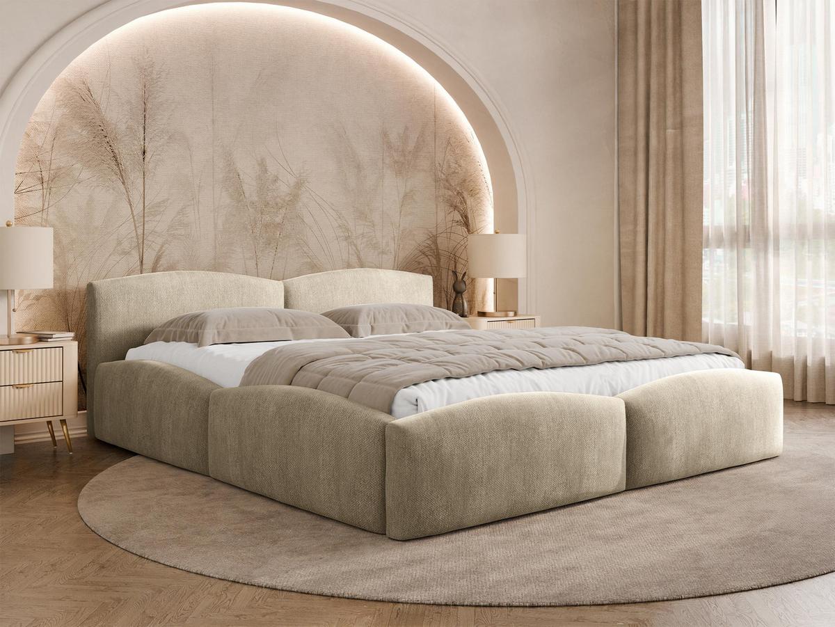 POLSTERBETT Mirala - Eichefarben/Beige, Holz/Textil (180/200cm) - MIRJAN24