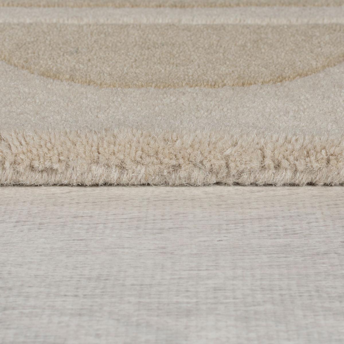WOLLTEPPICH WENSUM, mit grafischem Muster mit Rahmen, Beige, 80 x 230 cm - Beige, Textil (230/80cm) - KADIMA DESIGN
