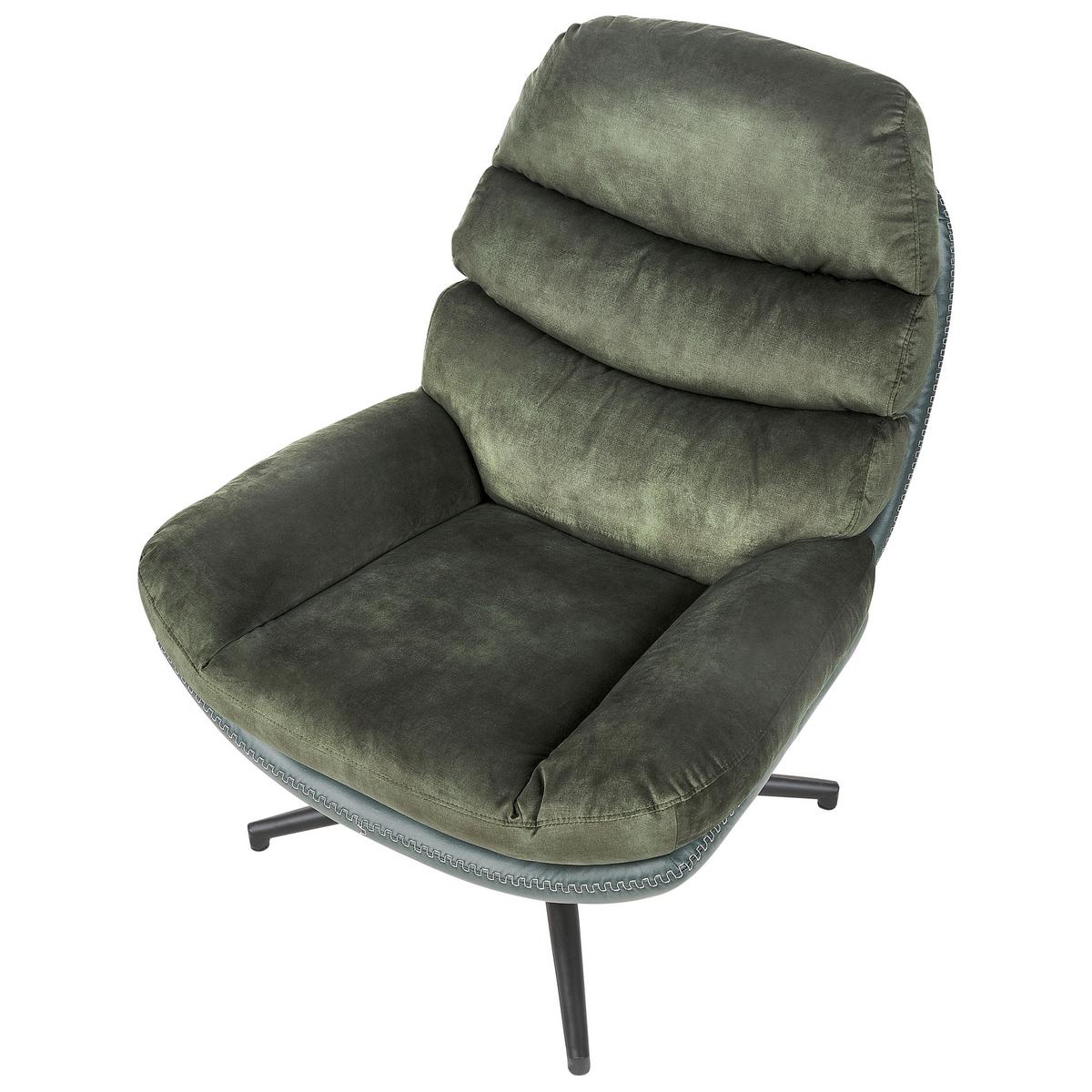 STUHL mit Fußhocker Dunkelgrün Eide - Schwarz/Grün, Textil (78/100/87cm) - Beliani