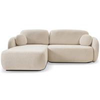 ECKSOFA AMICO L-S Beige Boucle-Stoff mit Schlaffunktion - Beige, Holz (248/174cm) - MASSENO