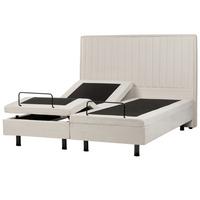 BETT verstellbar 160/200 cm Stoff Hellbeige Castellan - Beige, Textil (160/200cm) - Beliani