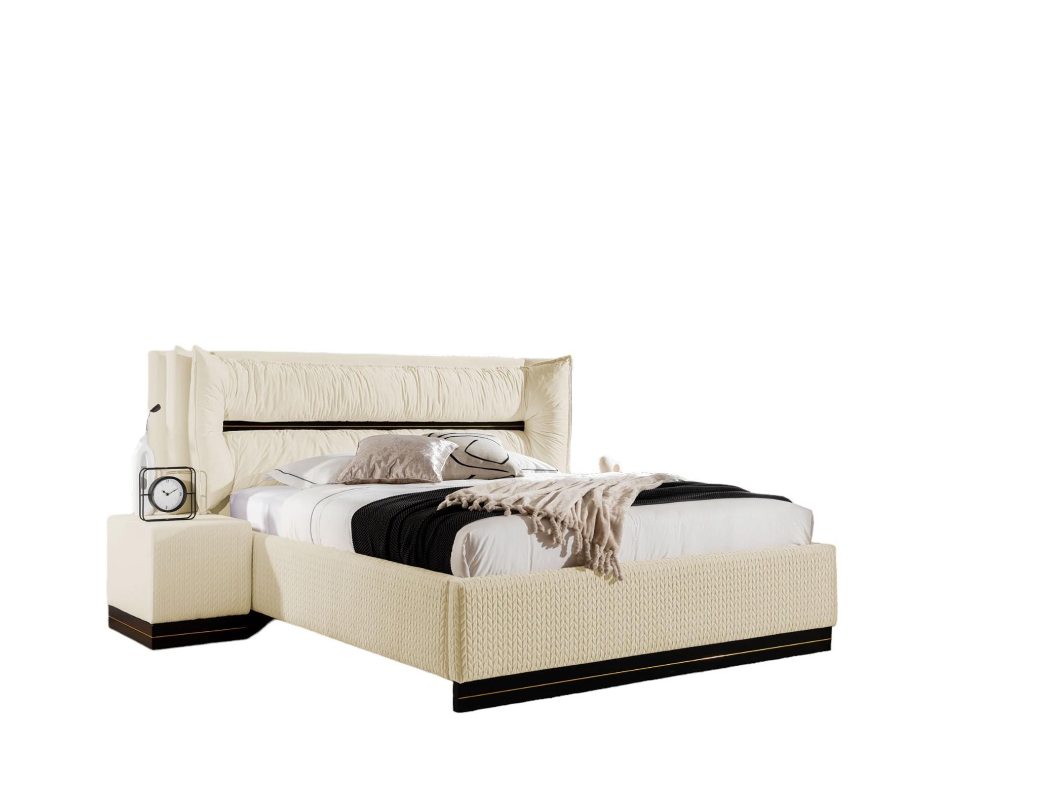 POLSTERBETT Hamilton Magic Velvet Set.4 - Creme, Holzwerkstoff/Textil (120/200cm) - Fun Möbel