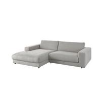ECKSOFA MADELINE Steingrau Cord - Schwarz/Grau, Kunststoff/Textil (270/190cm) - KAWOLA