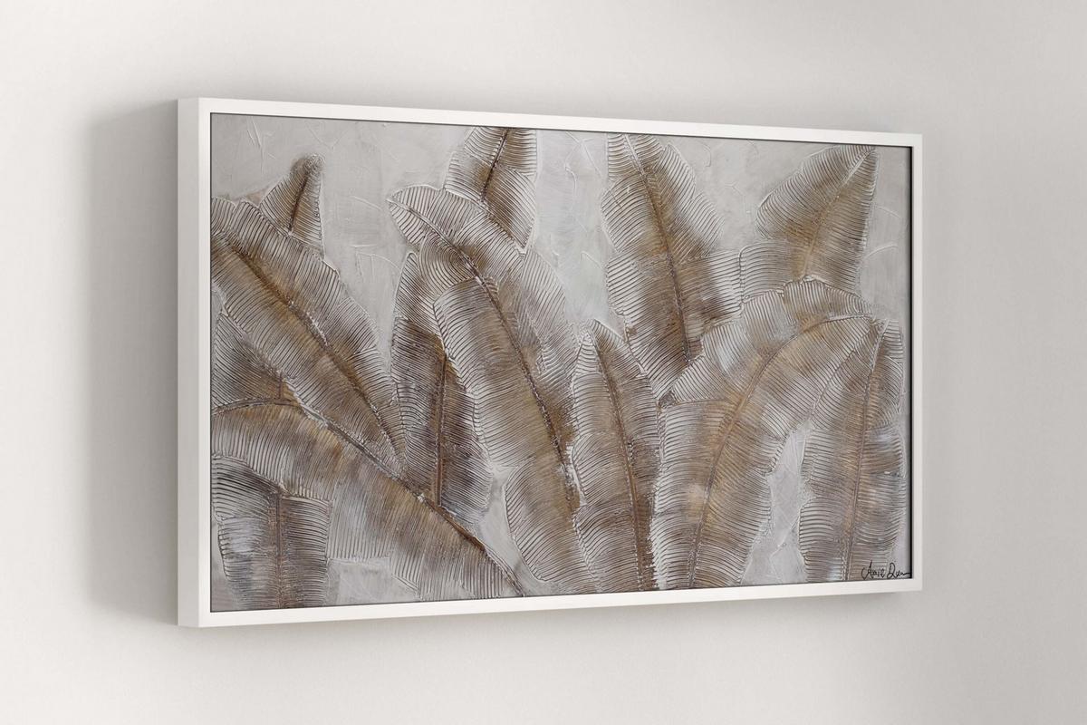 ACRYLBILD HANDGEMALT 120/60 cm - Weiß/Braun, Holz/Textil (120/60cm) - KUNSTLOFT