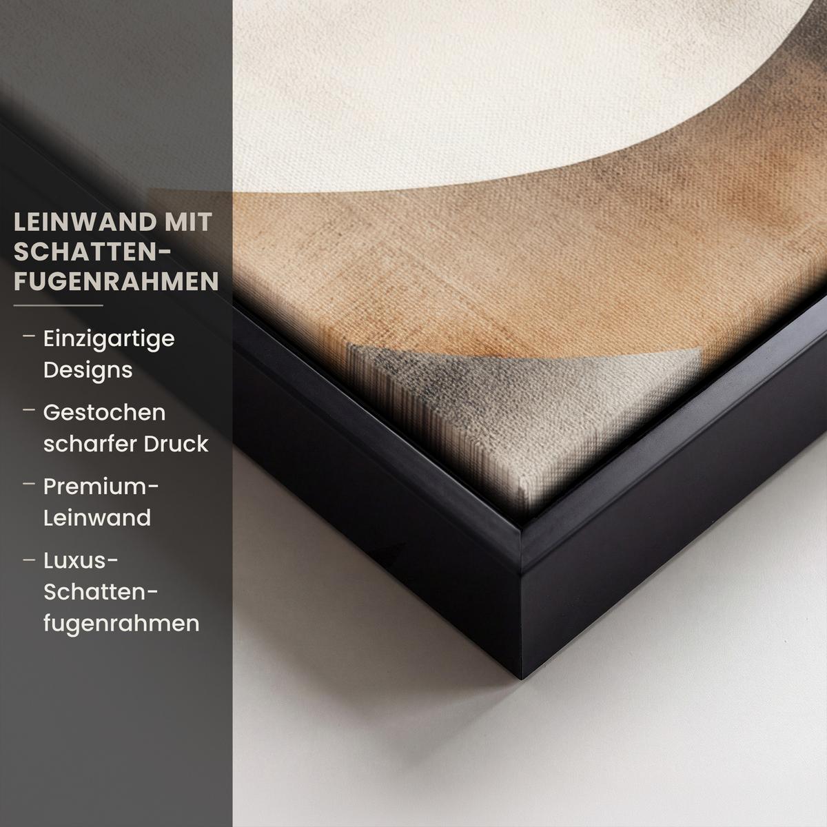 LEINWAND Bilder mit Rahmen - Abstrakt - Wellen - Schwarz - Verwittert - 30x40 - Trüffeleichefarben, Textil (30/40cm) - MuchoWow
