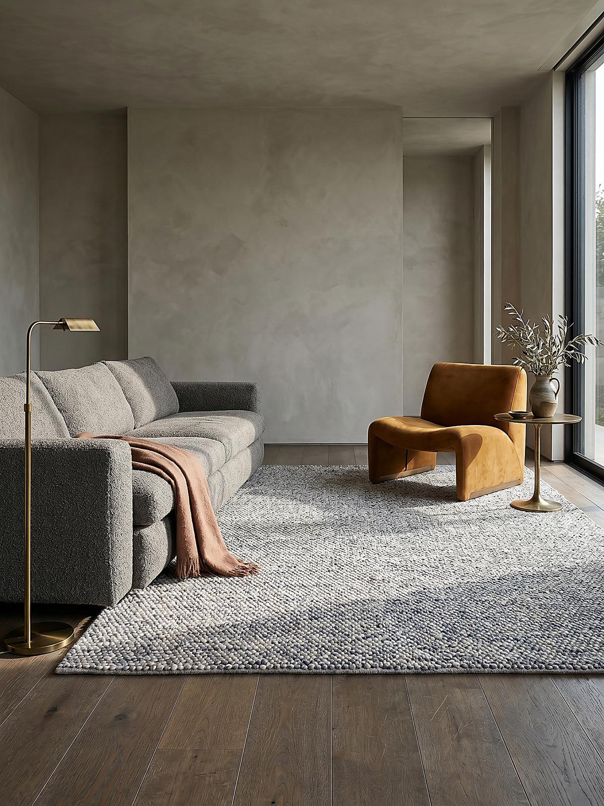 WOLLTEPPICH handgewebt MEDWAY, einfarbig, Hellblau, 80 x 150 cm - Blau, Textil (150/80cm) - KADIMA DESIGN
