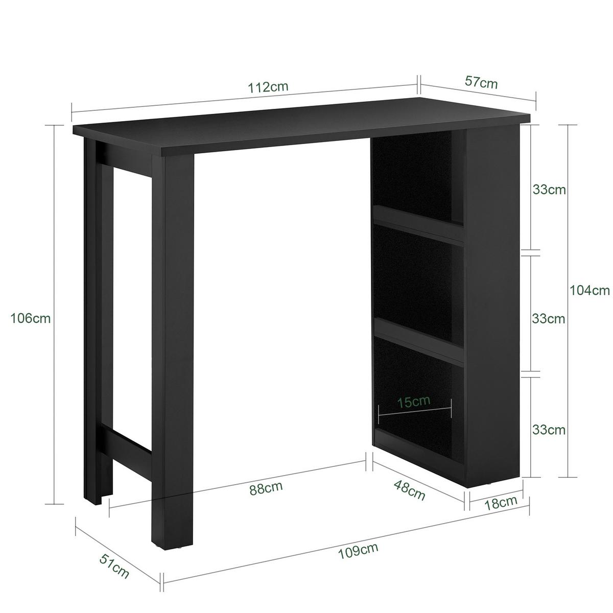 BARTISCH Schwarz - Schwarz, Holzwerkstoff (57/112/106cm) - SoBuy