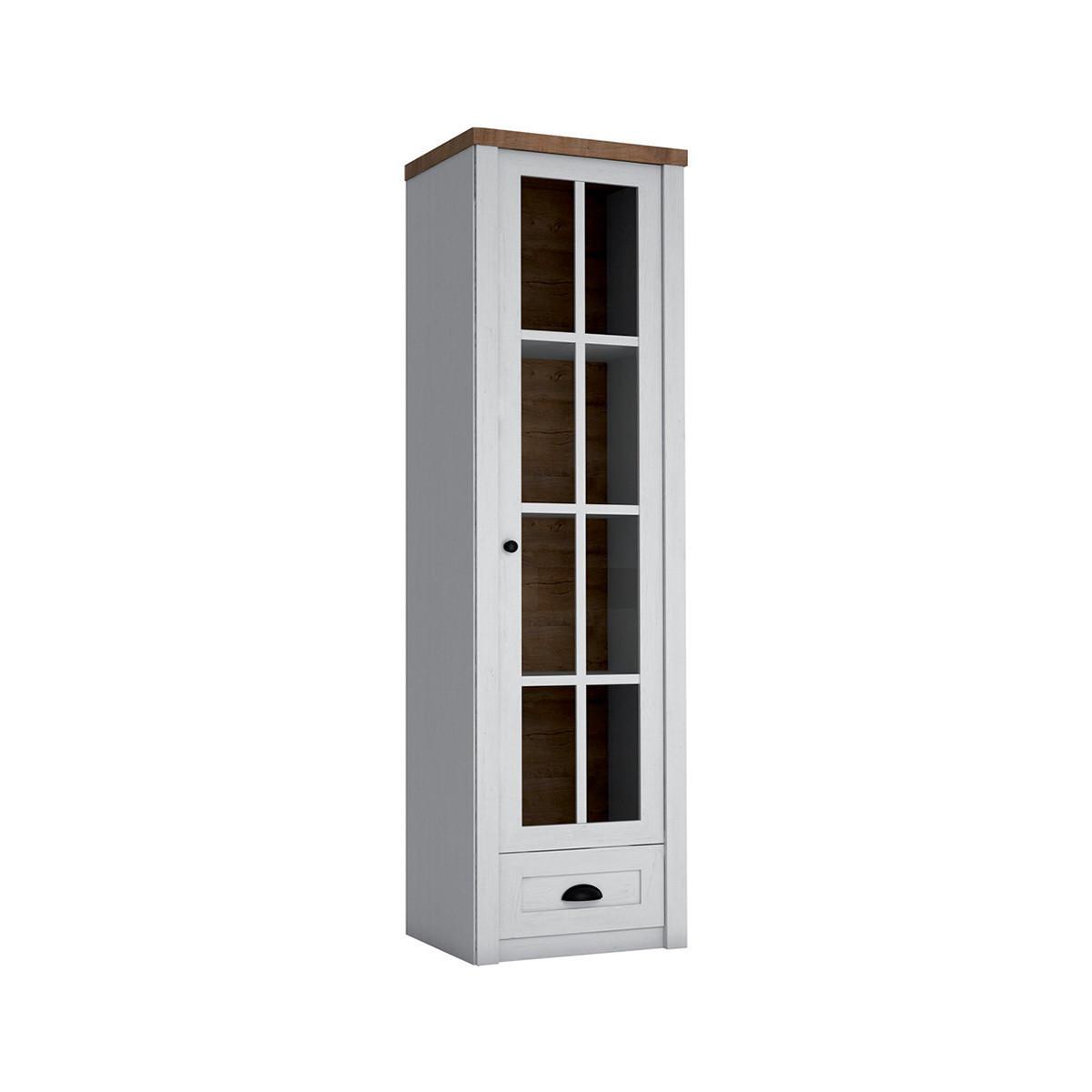 VITRINE Léandre Weiß und Holz - Weiß, Holzwerkstoff (50.2/198.1/43.3cm) - Petits-meubles