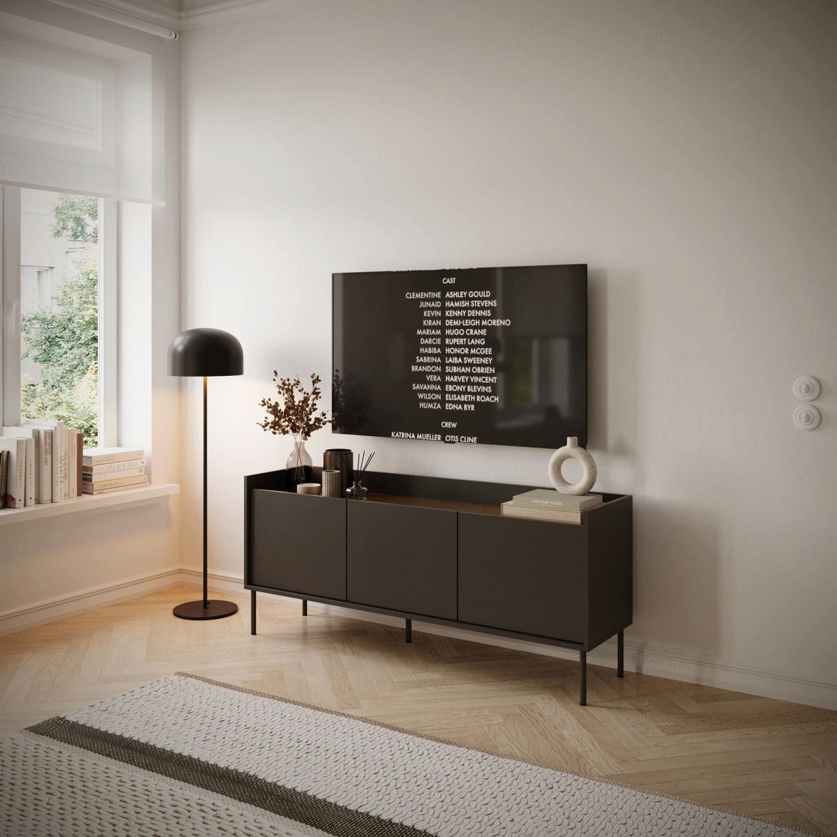 TV-SCHRANK Tovi Schwarz / Holzoptik Nussbaum 140 cm - Schwarz, Holzwerkstoff/Metall (139.8/58.5/36.4cm) - Selsey