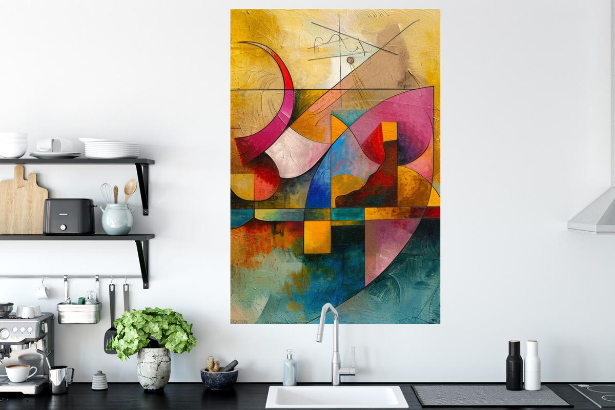WANDTATTOO Kunst - Abstrakt - Modern Wandaufkleber 80x120 cm - Gelb, Kunststoff (80/120/0.1cm) - MuchoWow