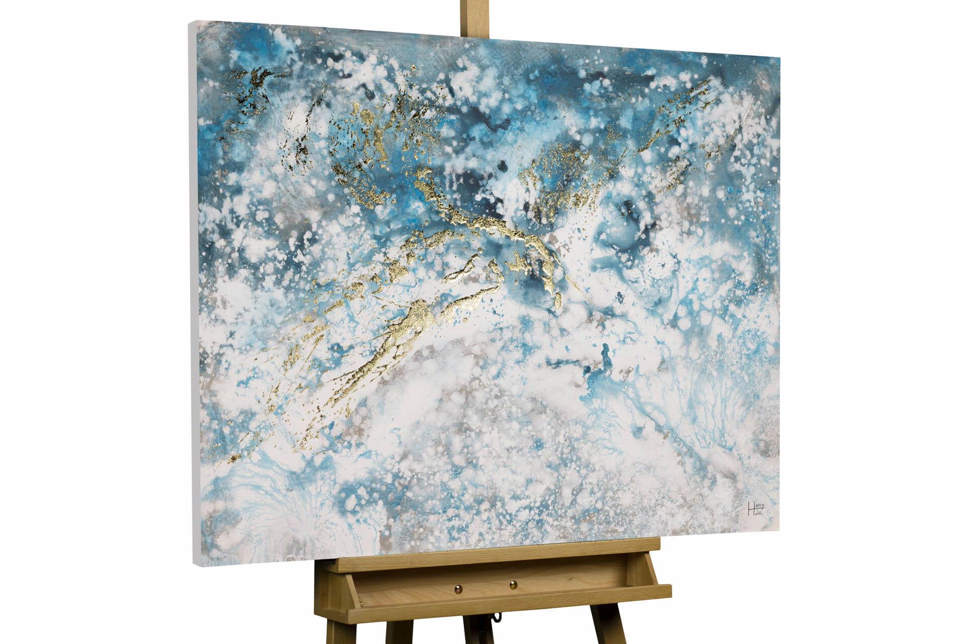 ACRYLBILD HANDGEMALT 100/75 cm - Blau/Weiß, Holz/Textil (100/75cm) - KUNSTLOFT
