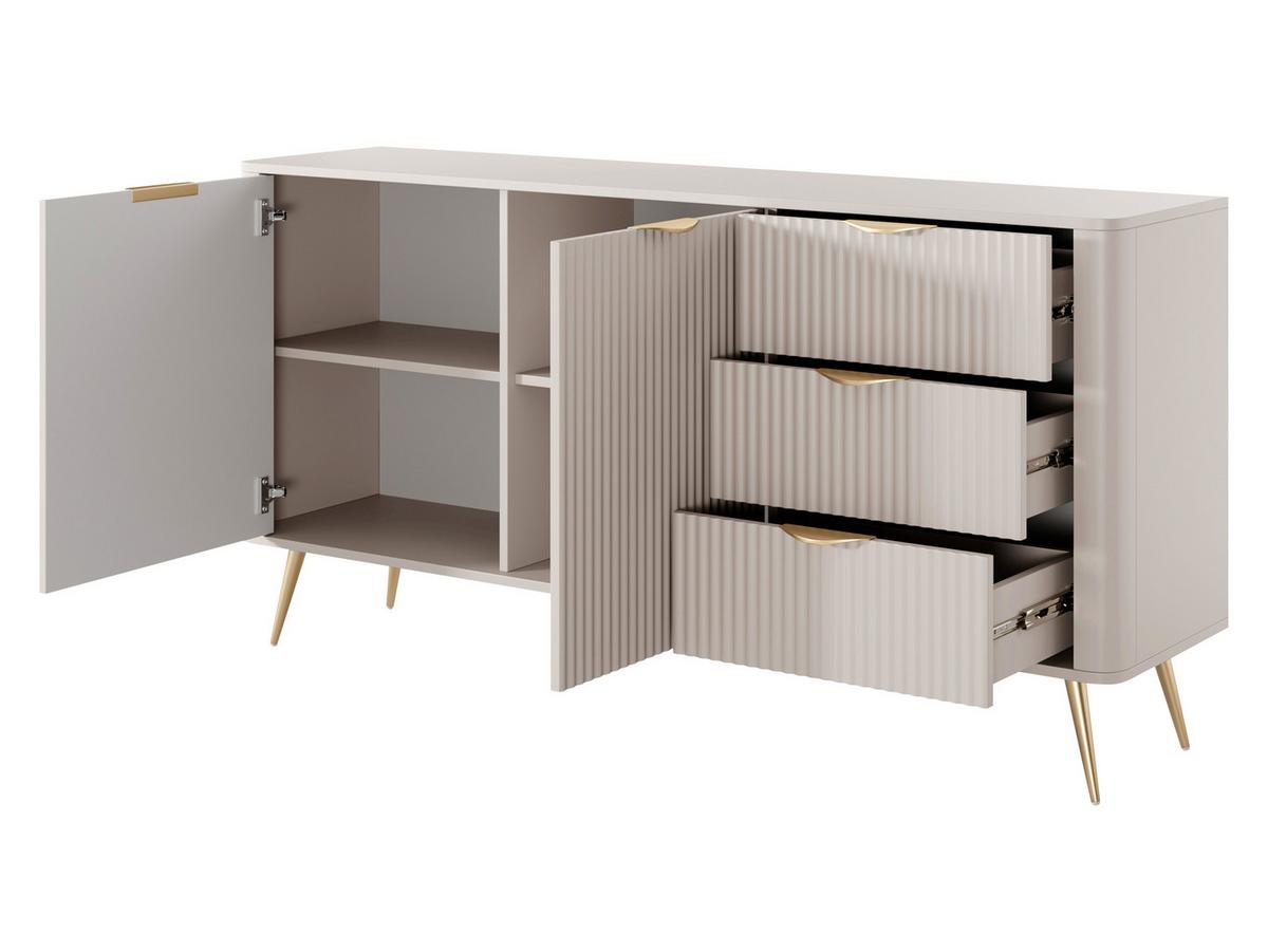 KOMBIKOMMODE Lante 2D3S - Goldfarben/Weiß, Holzwerkstoff/Metall (164/82/38cm) - MIRJAN24