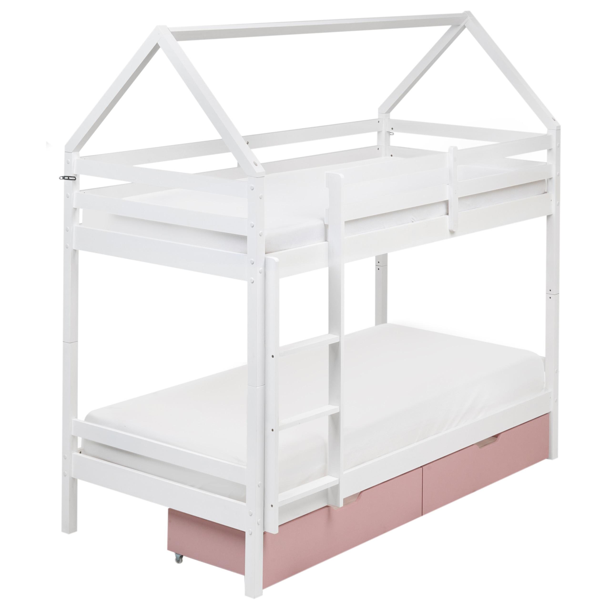 HOCHBETT 90/200 cm Weiß Ternas - Pink/Weiß, Holz (90/200cm) - Beliani